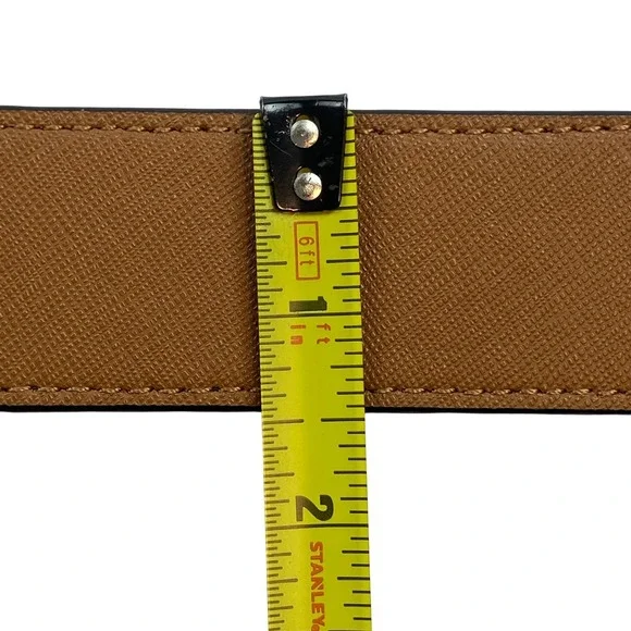 Tory Burch Reversible Belt S/M Black Brown Pebbled Leather Gold Logo Buckle 1.5" - Picture 5 of 6